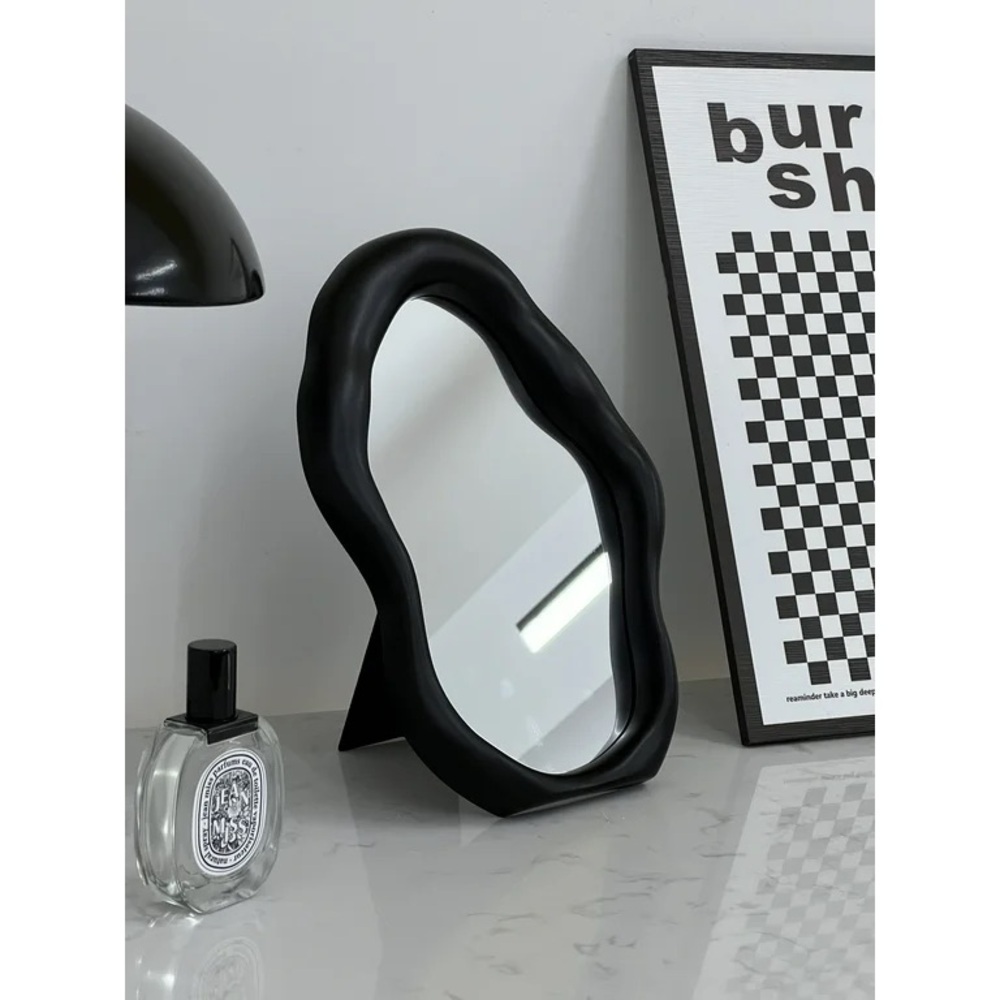 Black irregular frame vanity table top mirror 10”x8” wall mirror